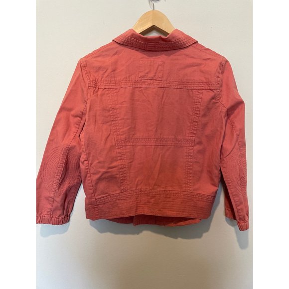 Hurley Lightweight Salmon Pink Jean‎ Jacket Moto Style 100% Cotton Size Small - Picture 2 of 8